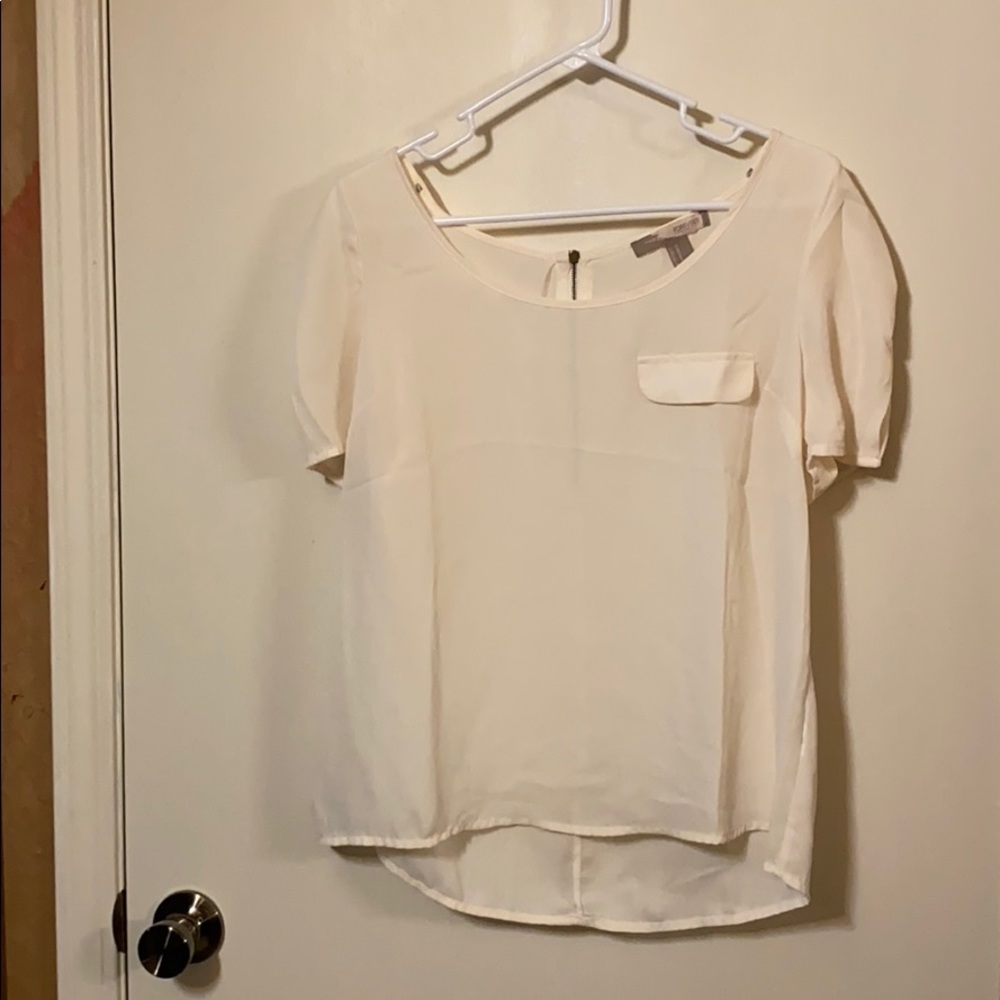 Cream See-Through Blouse